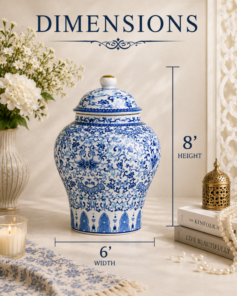 Elegant Sky Floral Jar