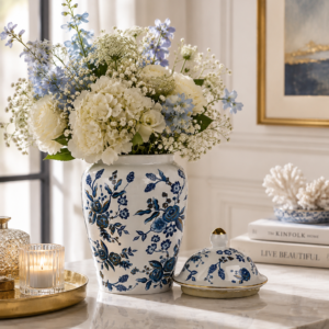 Blue Orchid Ginger Jar