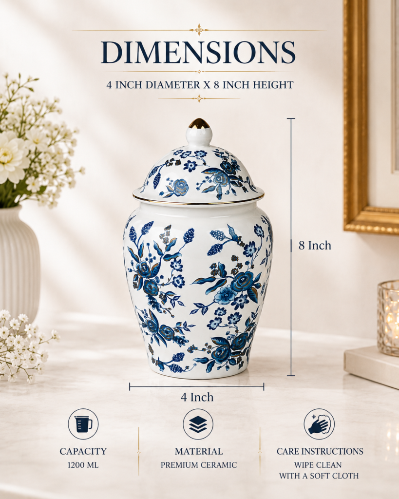 Blue Orchid Ginger Jar