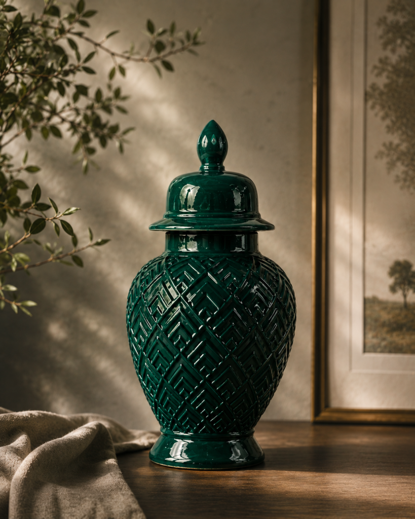 Opulent Green Decor Jar