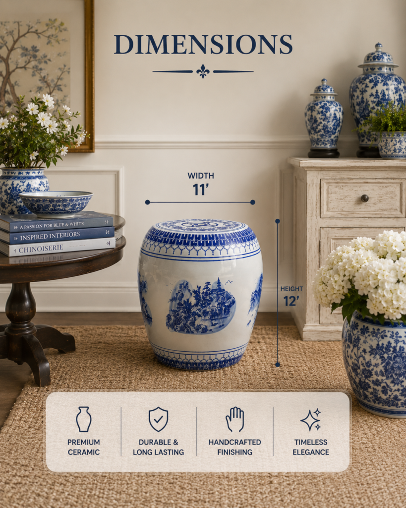 Royal Bloom Porcelain Stool