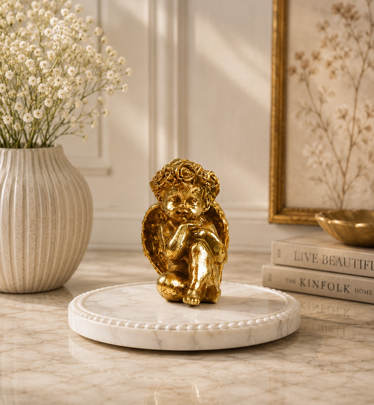 Golden Cherub Figurine