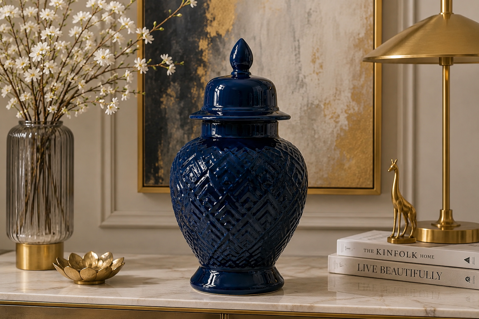 Midnight Chevron Decorative Jar