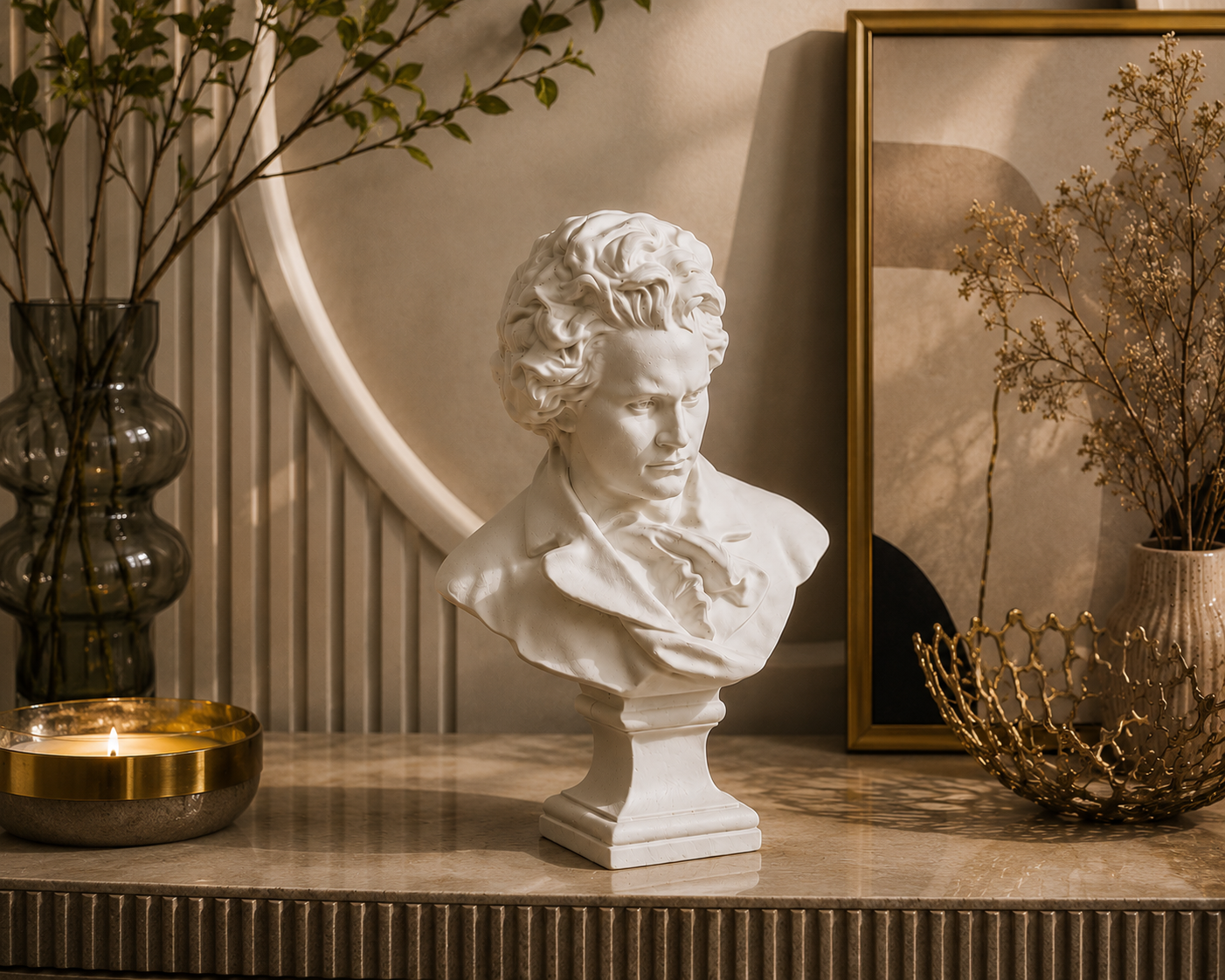Elysian Marble Bust Sculpture Lifestyle View