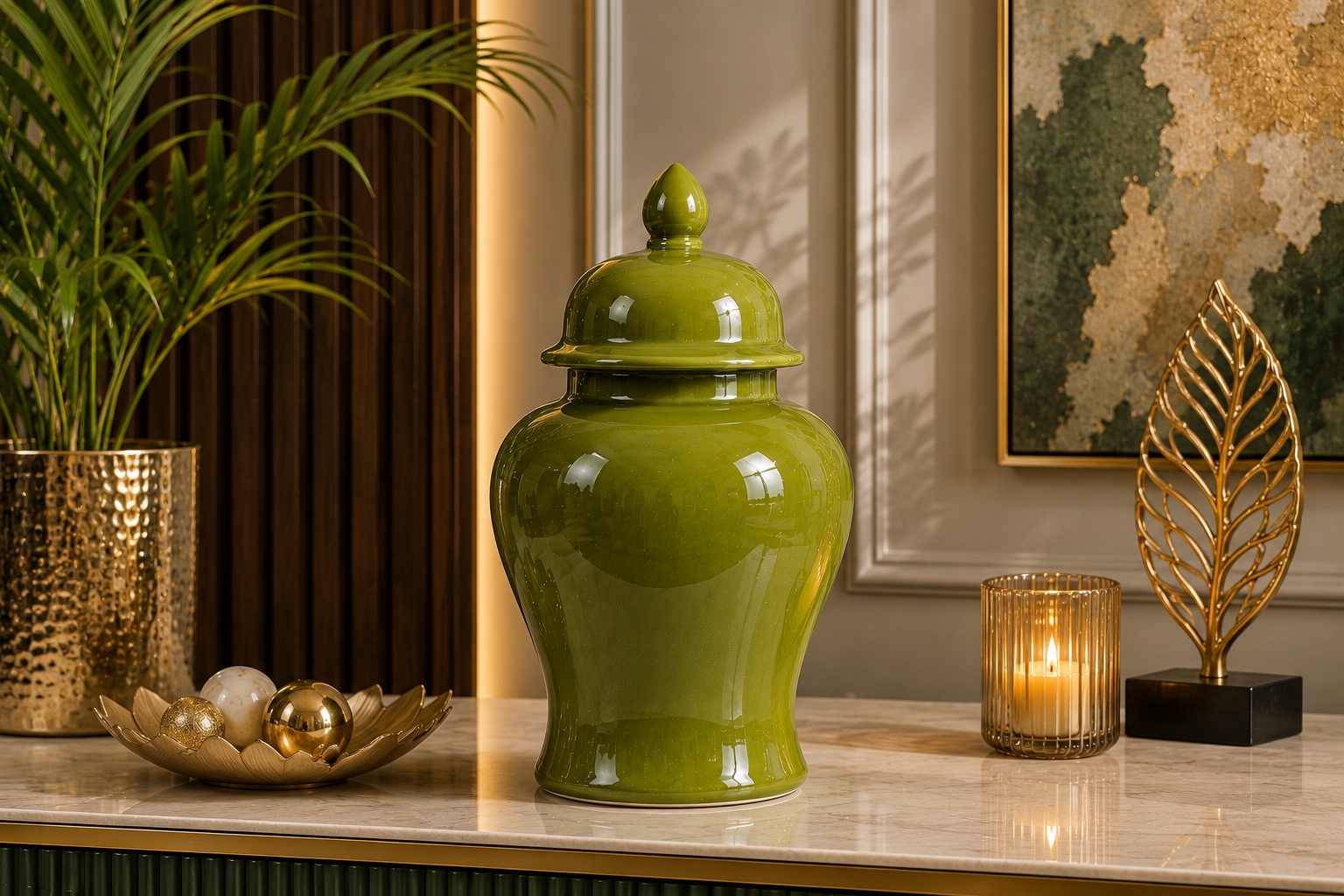 Luxury Green Ginger Jar