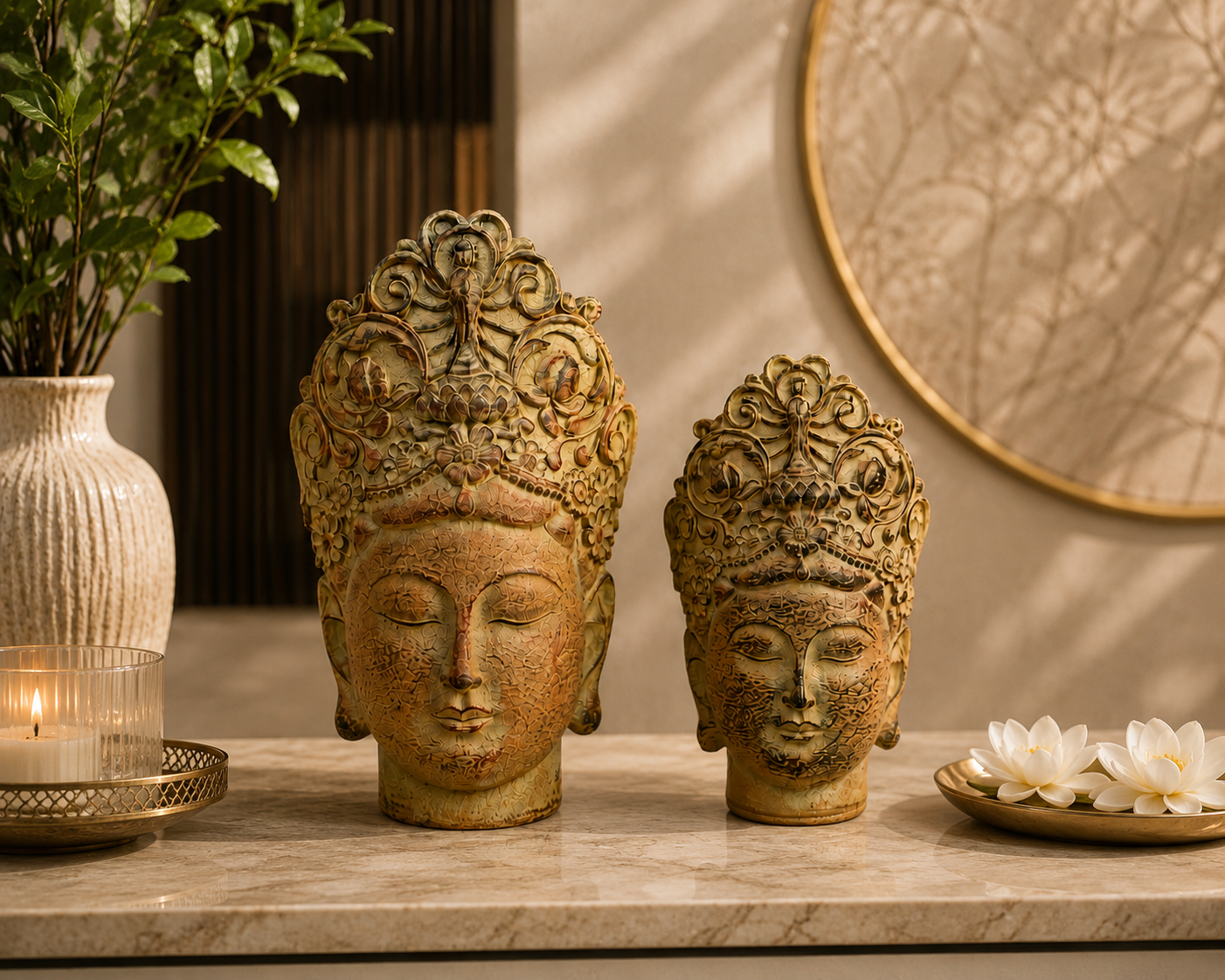 Serenity Buddha Sculpture Set