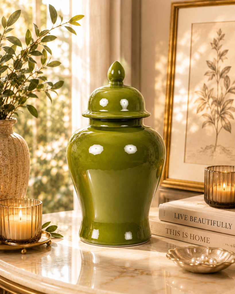 Classic Olive Temple Jar