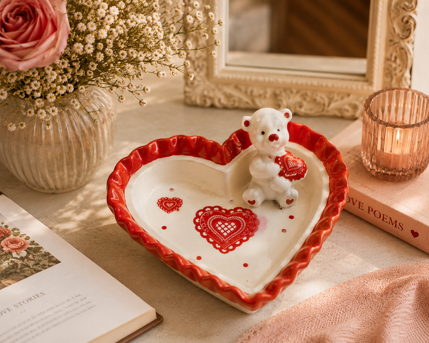 Heart-Shaped Teddy Trinket Dish