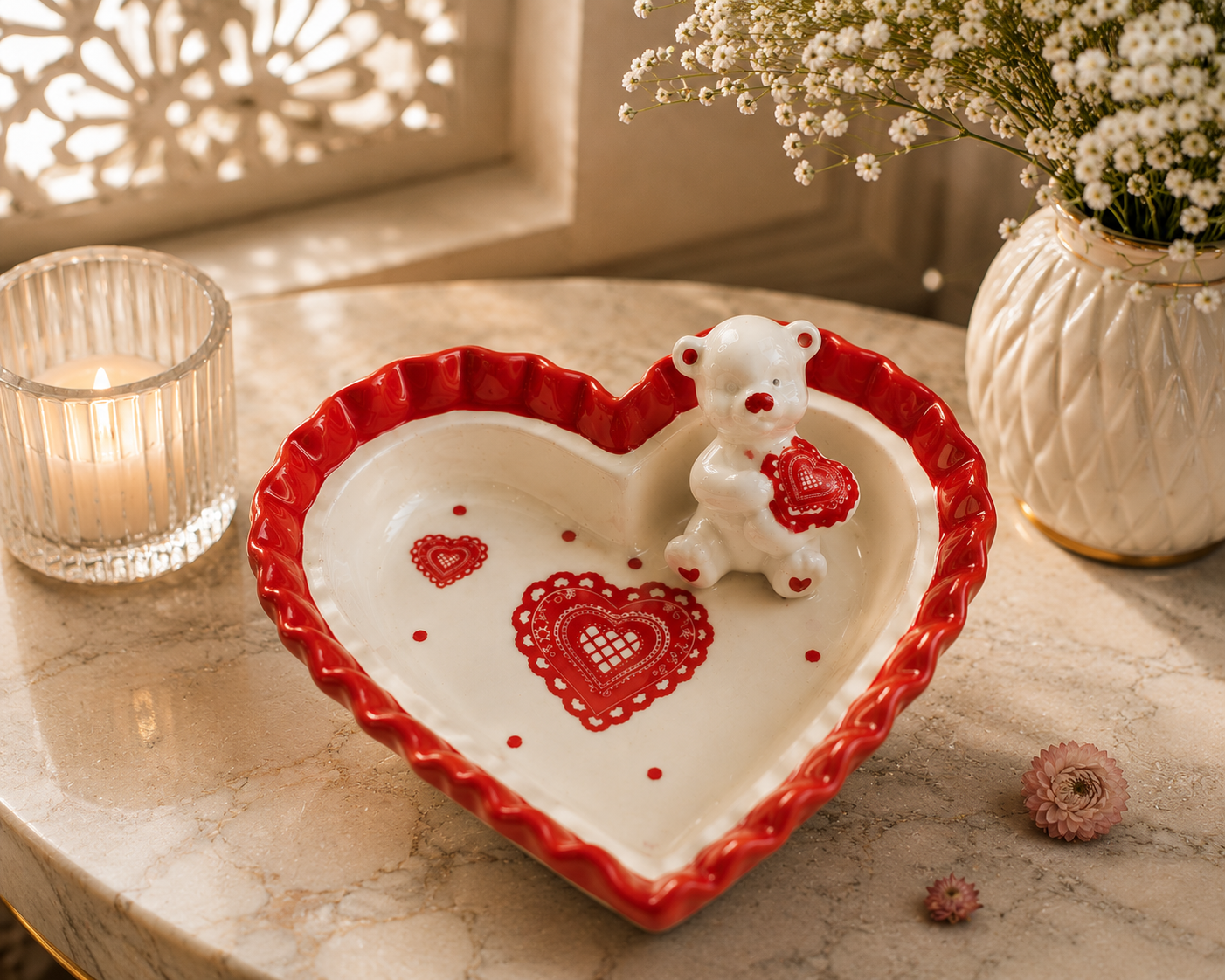 Heart-Shaped Teddy Trinket Dish Lifestyle View