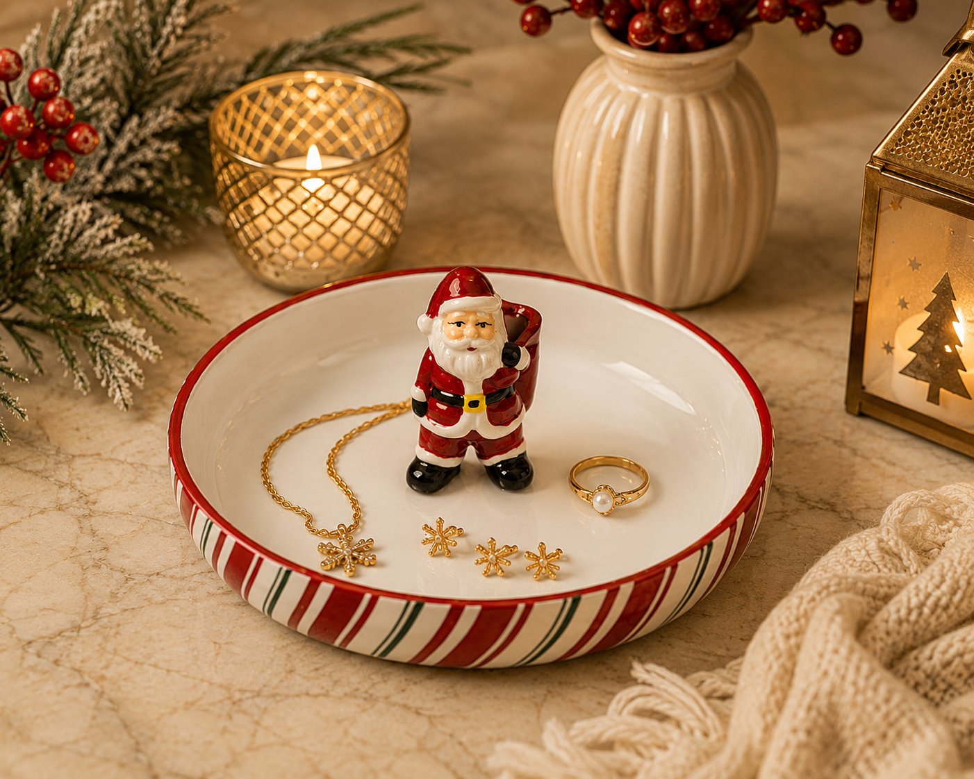 Festive Santa Trinket Dish Lifestyle View