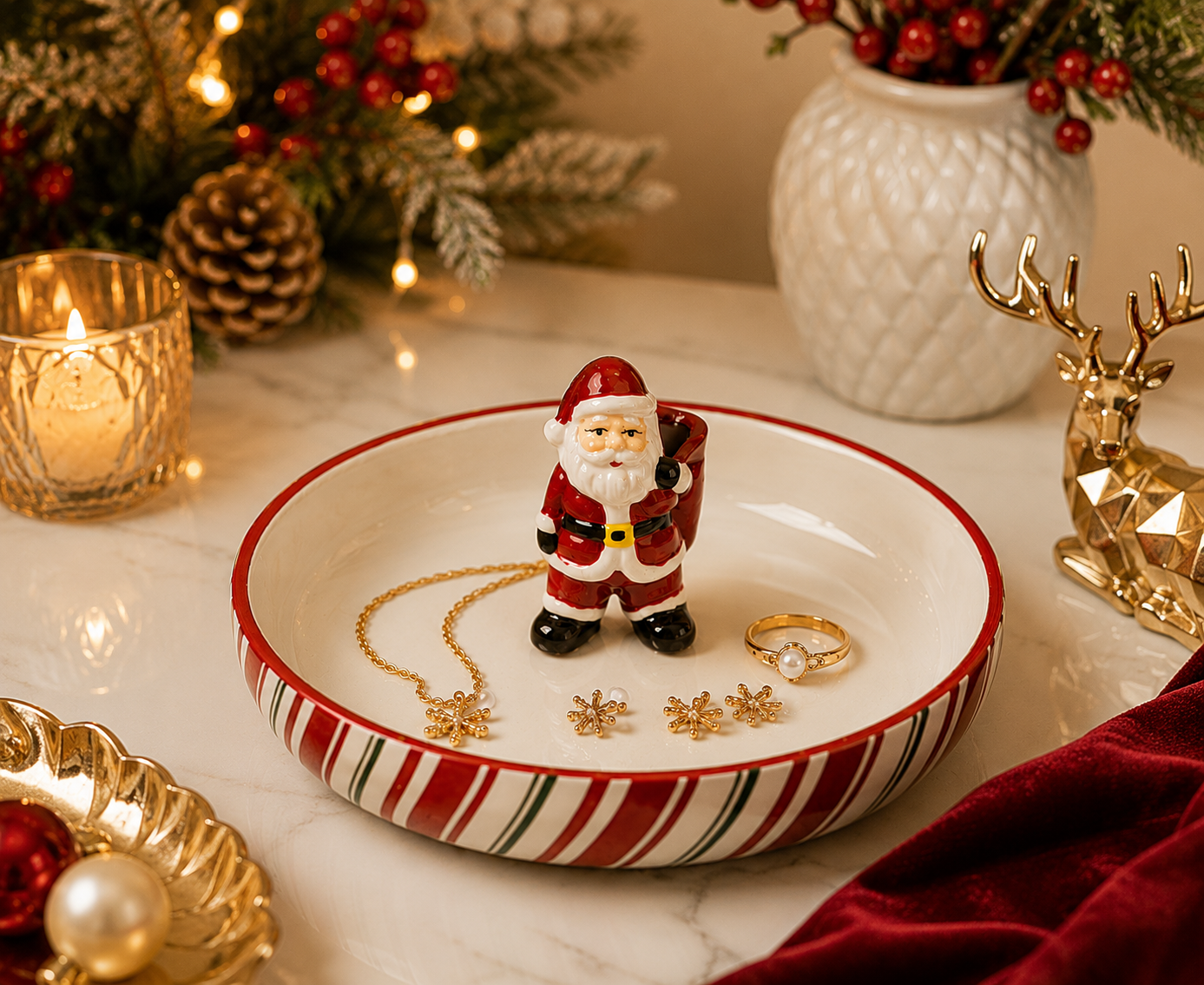 Festive Santa Trinket Dish