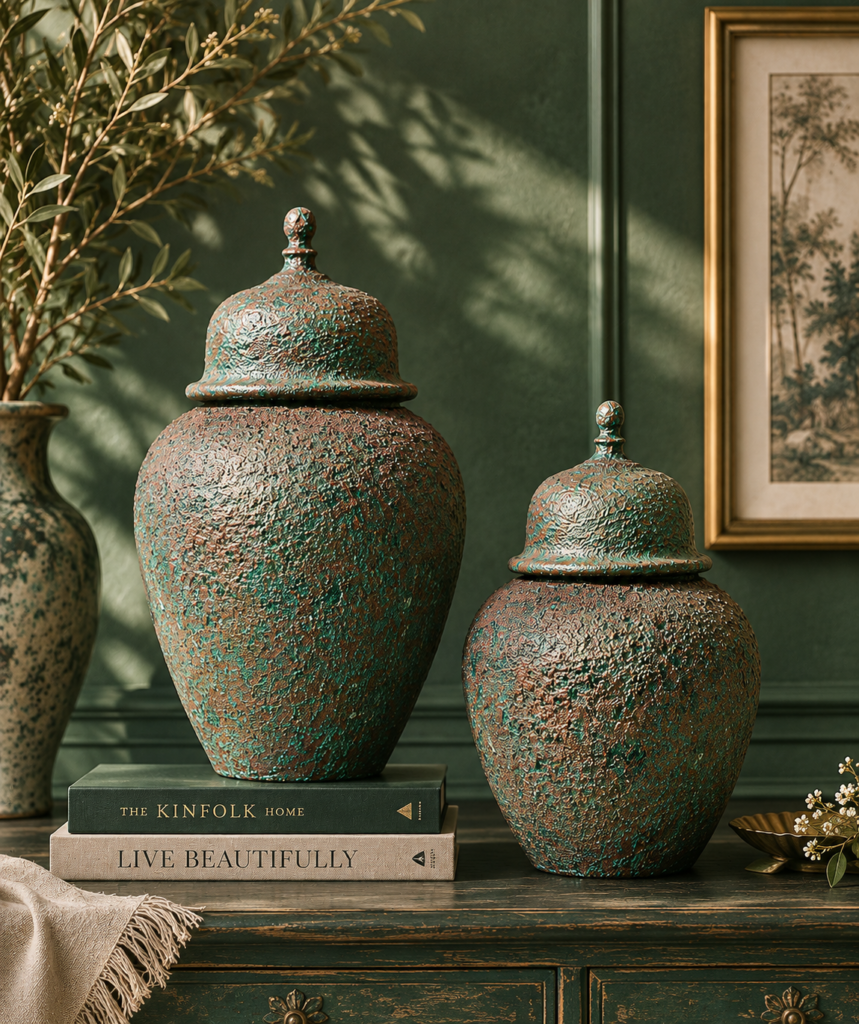 Aged Earth Decorative Urn Set of 2