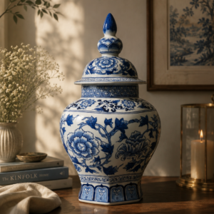 Blue Peony Pagoda Jar