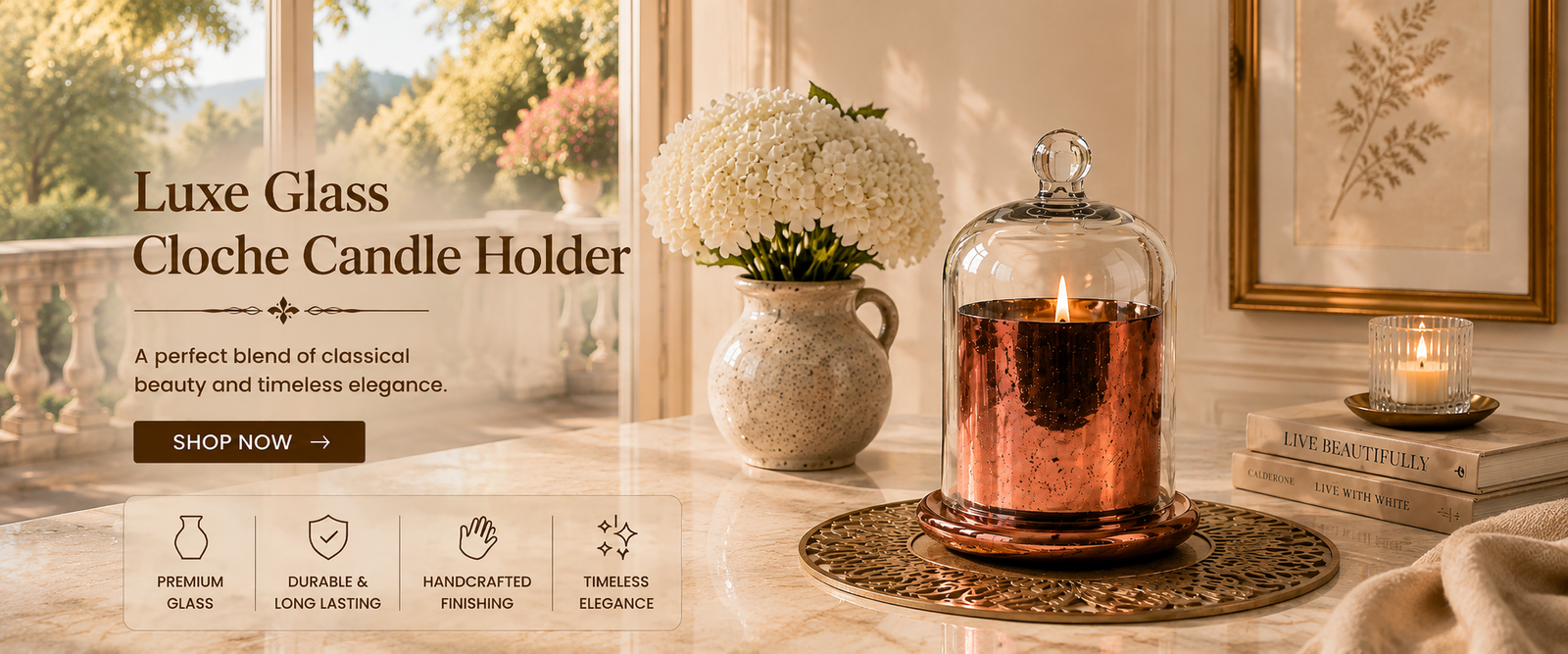 Luxe Glass Cloche Candle Holder