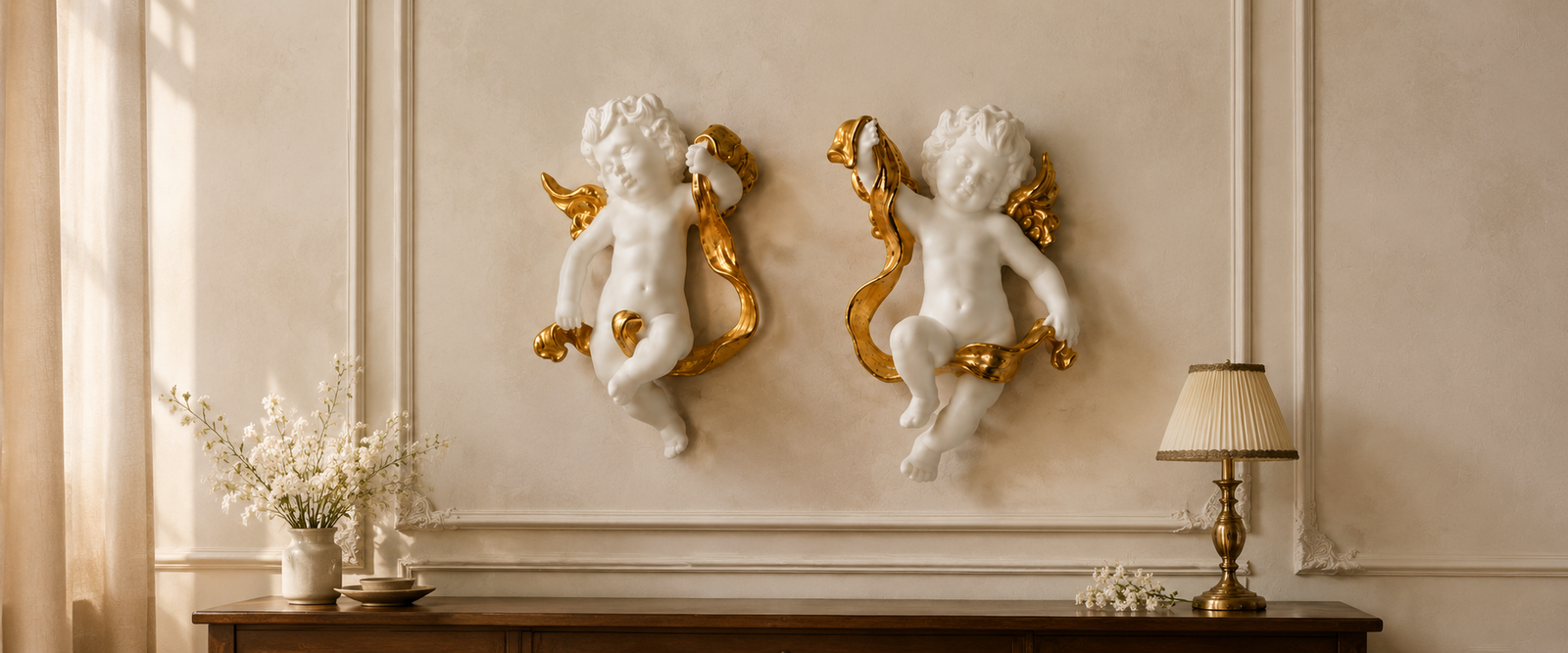 Golden cherub décor