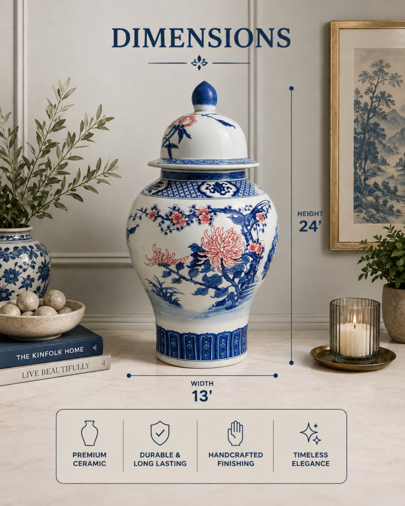 Crimson Blossom Chinoiserie Jar