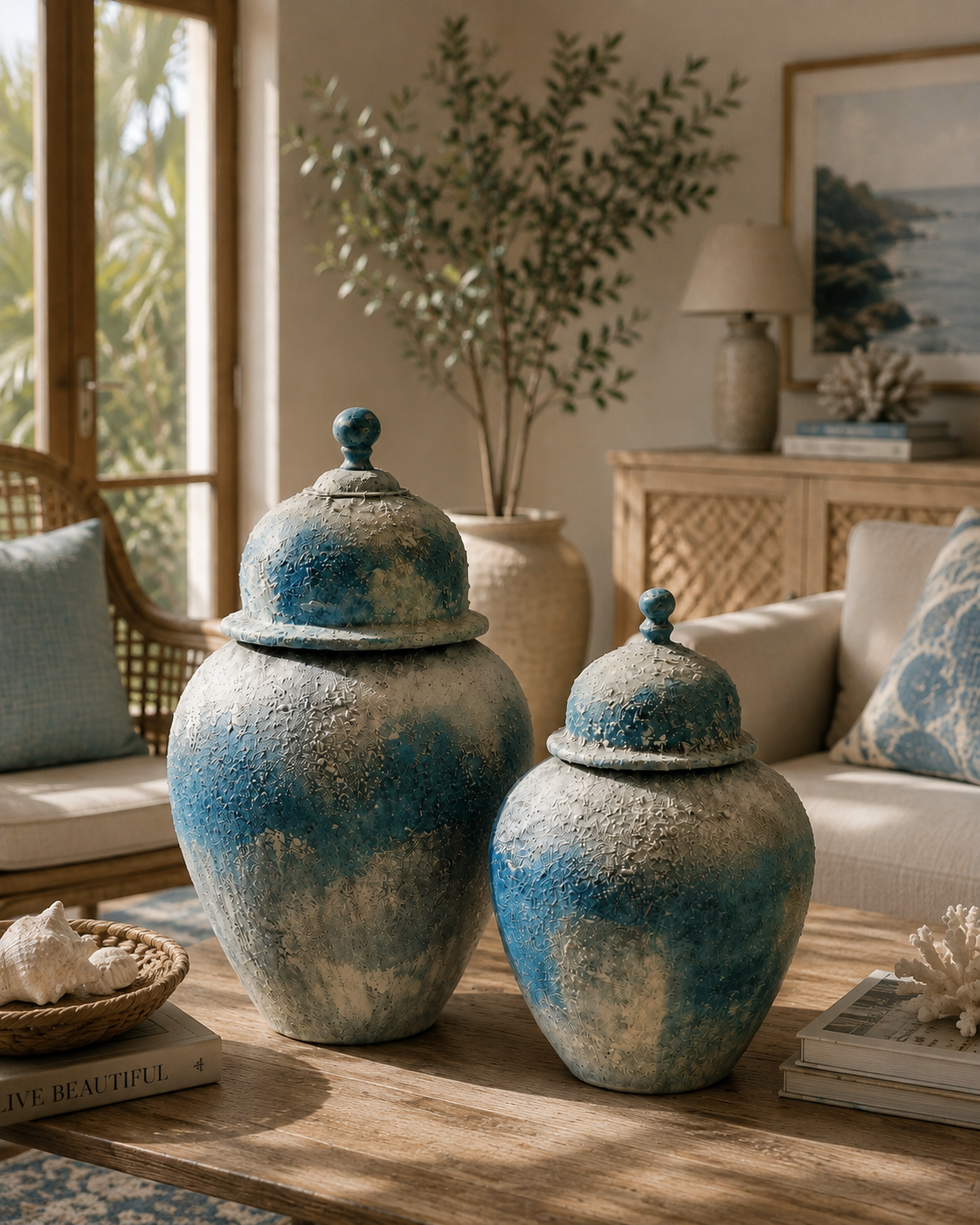 Ocean Mist Artisan Jar Set of 2