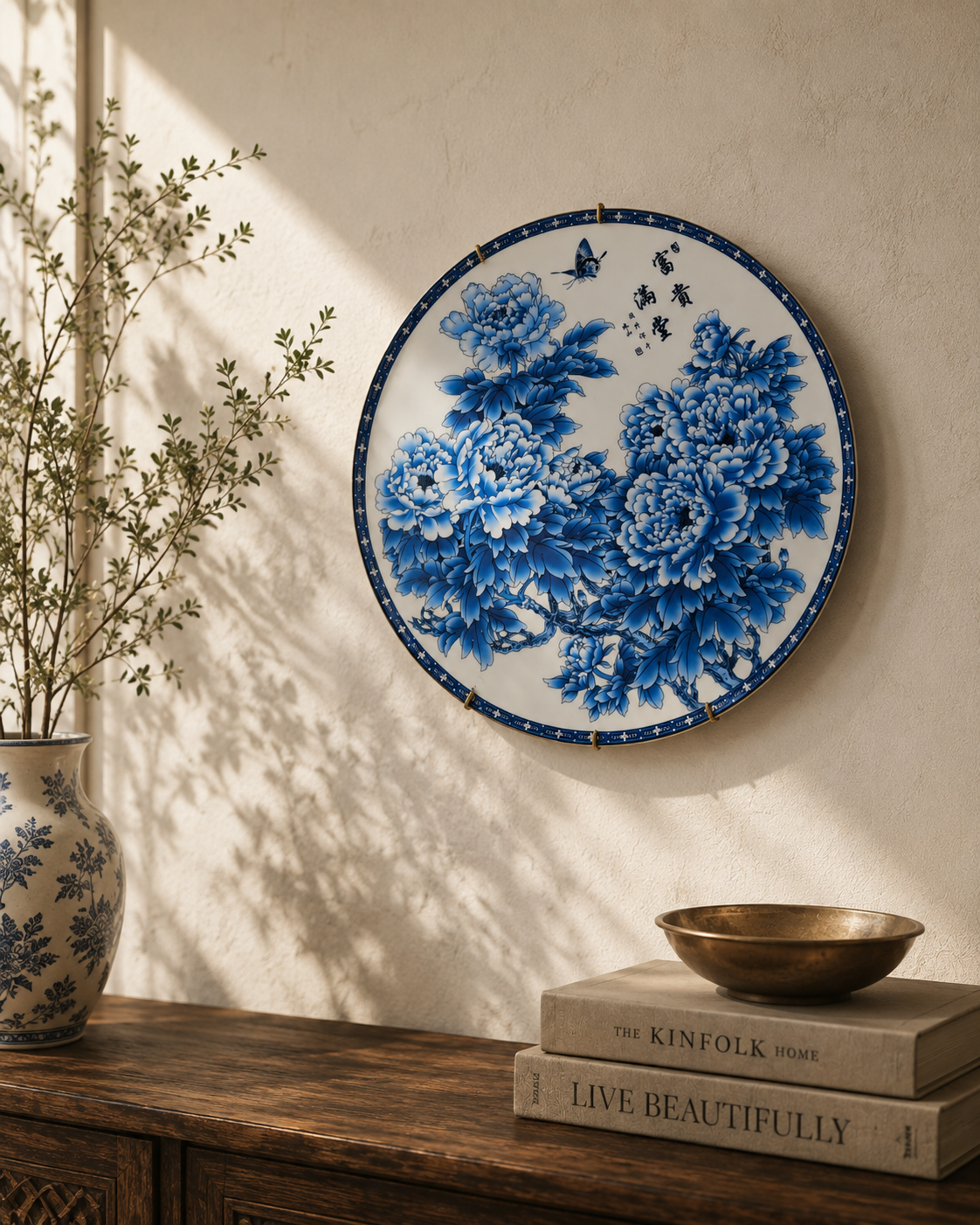 Oriental Garden Porcelain Plate Lifestyle View