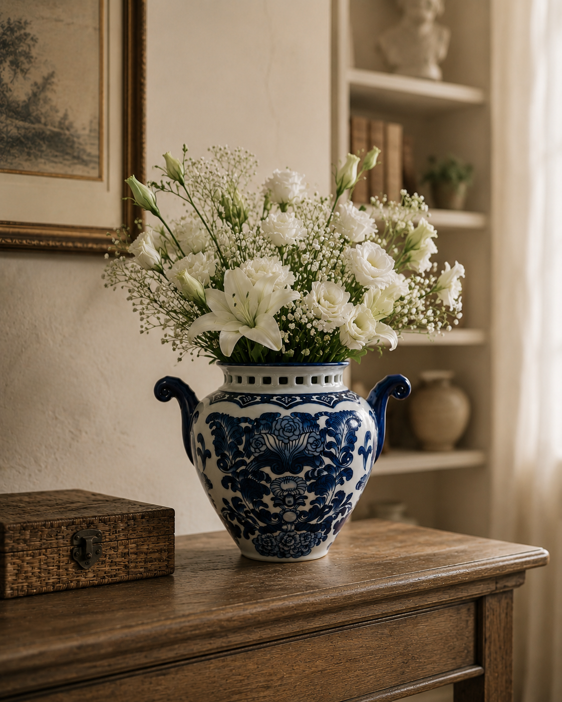 Regal Blue Chinoiserie Planter Lifestyle View