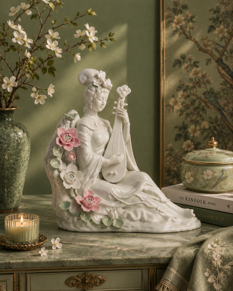 Serene Strings Lady Sculpture
